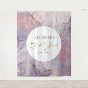 Marble purple & pink bridal shower modern backdrop tapestry