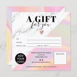 Marble rainbow block square gift certificate logo