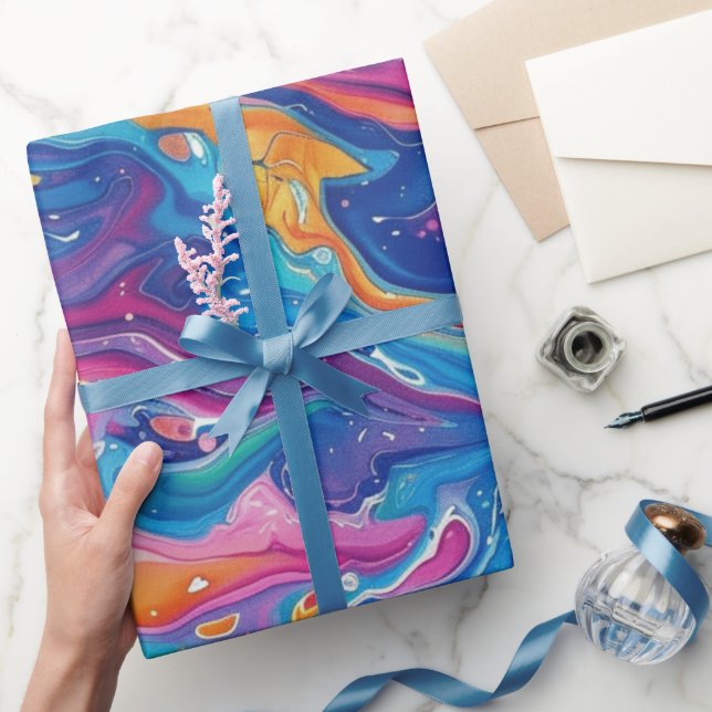 marble, rainbow colours, geometric design, colourf wrapping paper (Gifting)