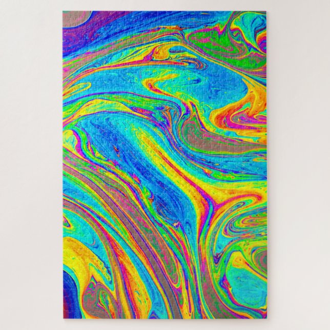 Marble Rainbow Swirls Bright and Beautiful Jigsaw Puzzle (Vertical)