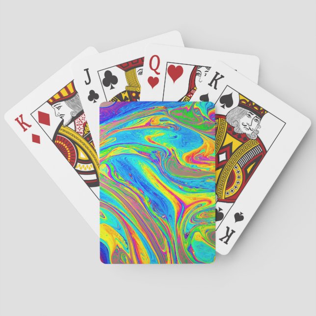 Marble Rainbow Swirls Bright and Beautiful Playing Cards (Back)
