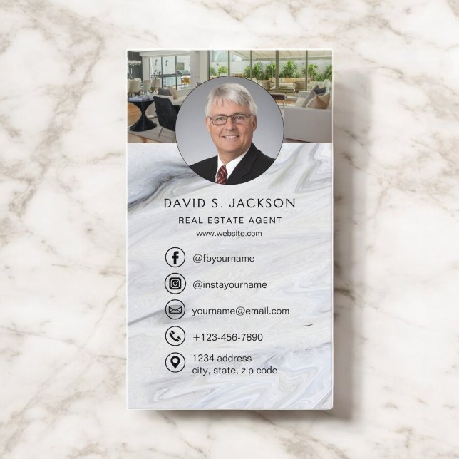  Marble Real Estate Agent Photo  Business Card (Creator Uploaded)