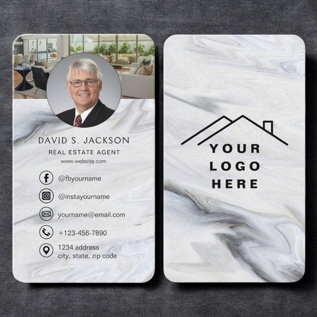  Marble Real Estate Agent Photo Logo Business Card (Creator Uploaded)