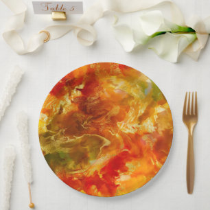 Marble red, gold, orange,  ink print plate