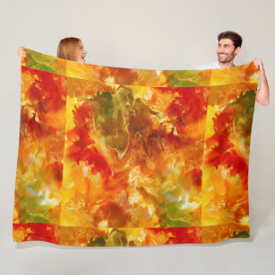 Marble red, orange, gold, yellow fleece blanket