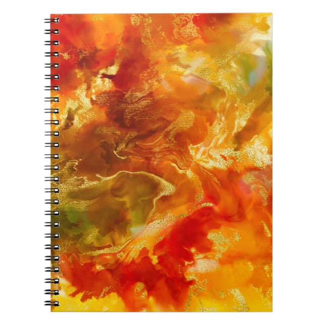 Marble red, orange, gold, & yellow  notebook (Front)