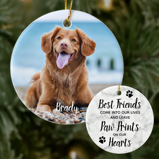 Marble Remembrance Quote Dog Photo Pet Memorial Ceramic Tree Decoration (Creator Uploaded)