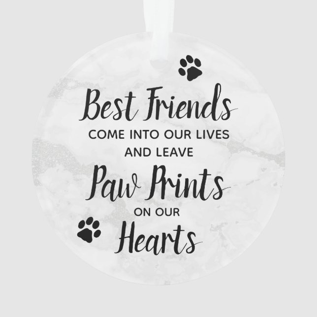 Marble Remembrance Quote Dog Photo Pet Memorial Ornament (Back)