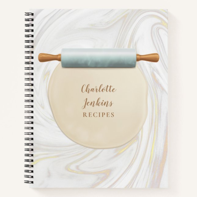 Marble Rolling Pin Swirls Recipe Notebook (Front)