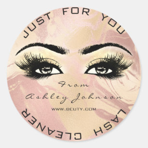 Marble Rose Beauty Glitter Lashes Makeup Cleaner Classic Round Sticker
