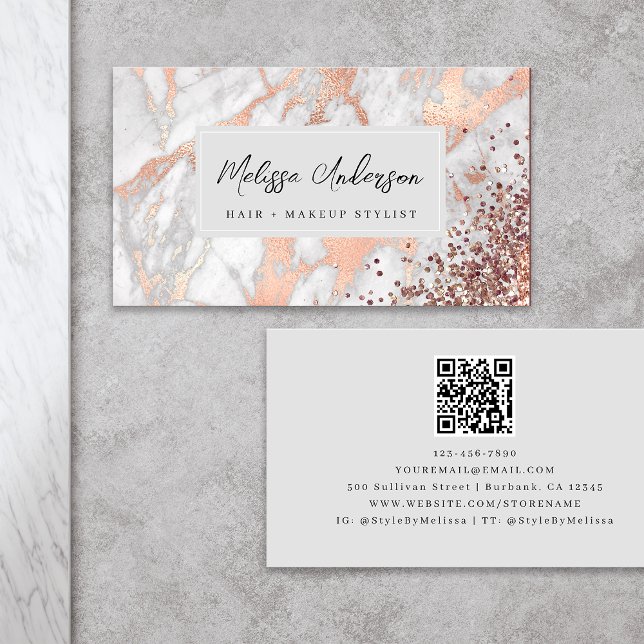 Marble Rose Gold Foil Luxe Aesthetic Business Card (Creator Uploaded)