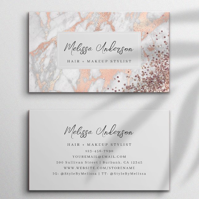 Marble Rose Gold Foil Luxe Aesthetic Business Card (Creator Uploaded)