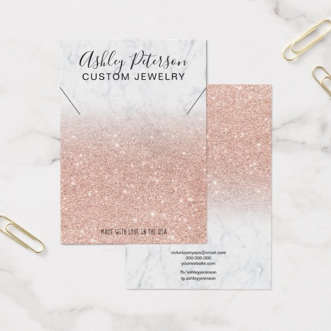 Marble rose gold glitter chic necklace display (Office)