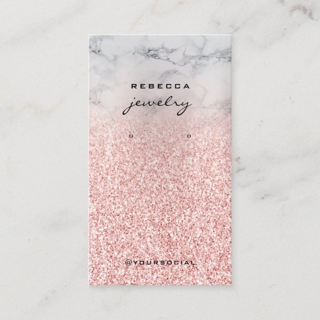 Marble Rose Gold Glitter Earring display card (Front)