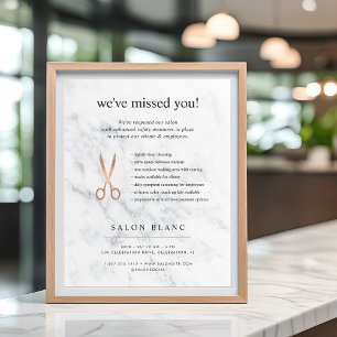 Marble & Rose Gold Hair Salon Reopening Poster