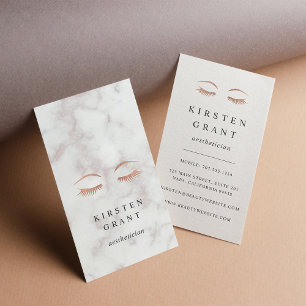 Marble & Rose Gold Lashes Beauty Business Card