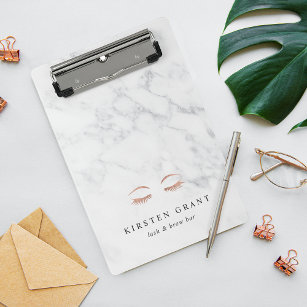 Marble & Rose Gold Lashes & Brows Beauty Logo Mini Clipboard