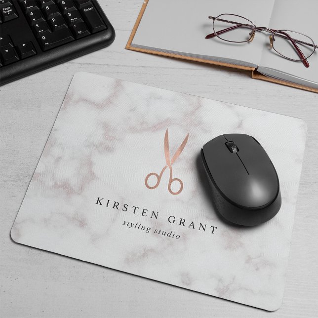 Marble & Rose Gold Lashes & Brows Beauty Logo Mouse Pad (Creator Uploaded)