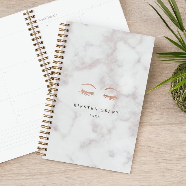 Marble & Rose Gold Lashes & Brows Beauty Logo Planner (Creator Uploaded)