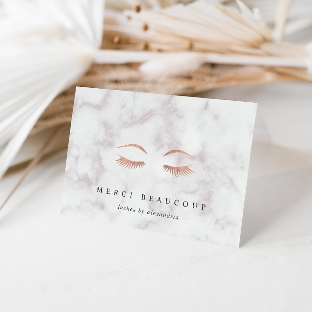 Marble & Rose Gold Lashes & Brows Logo Note Cards (Creator Uploaded)