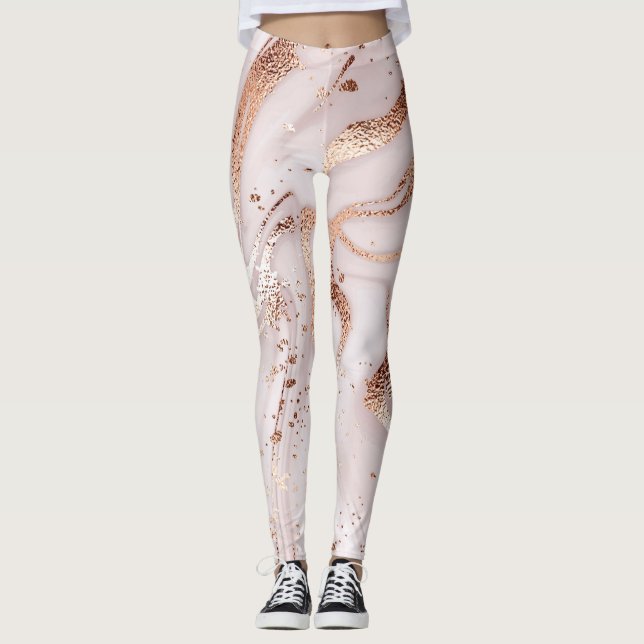 Marble Rose Gold: Liquid Abstract. Leggings (Front)
