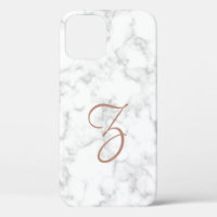 Marble Rose Gold Monogram Modern Elegant