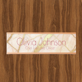 Marble Rose Gold Pink and Gold Office Door Sign
