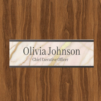 Marble Rose Gold Pink and Gold Office Door Sign