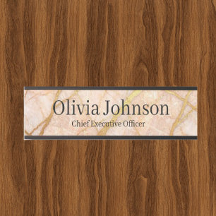 Marble Rose Gold Pink and Gold Office Door Sign