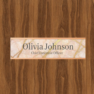 Marble Rose Gold Pink and Gold Office Door Sign