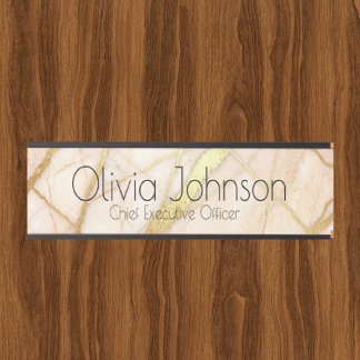 Marble Rose Gold Pink and Gold Office Door Sign