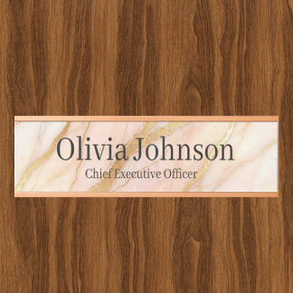Marble Rose Gold Pink and Gold Office Door Sign