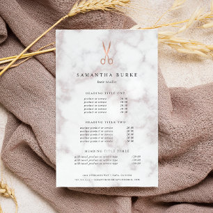 Marble Rose Gold Scissors Salon Pricing & Services Flyer
