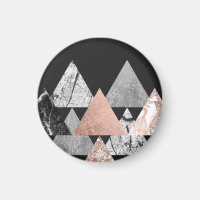 Marble Rose Gold Silver and Floral Geo Triangles