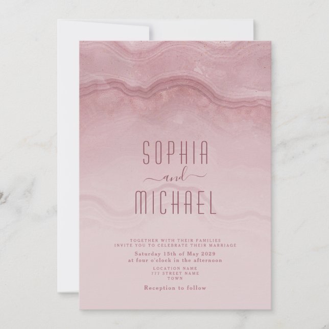 Marble Rose Gold Wedding Invitation (Front)