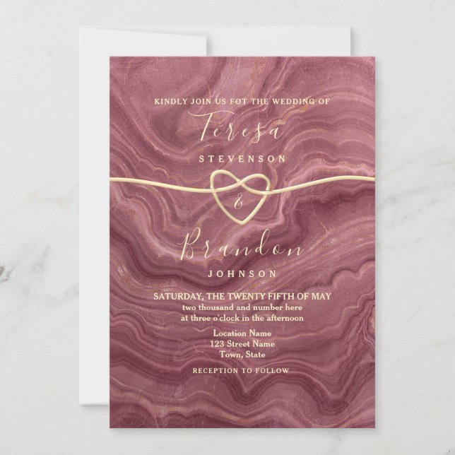 Marble Rose Gold Wedding Invitation (Front)