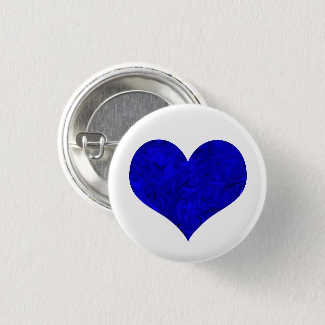 Marble Royal Cobalt Blue Heart 3 Cm Round Badge (Front & Back)
