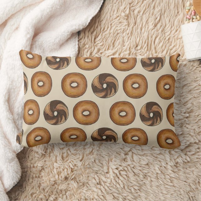 Marble Rye Cinnamon Raisin Plain Bagel Breakfast Lumbar Cushion (Blanket)