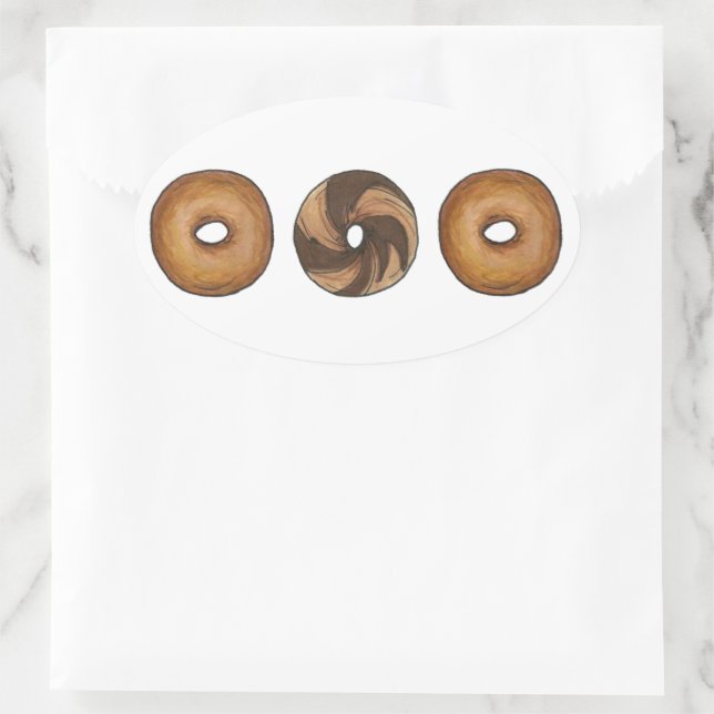 Marble Rye Plain Bagels Breakfast Brunch NYC Deli Oval Sticker (Bag)