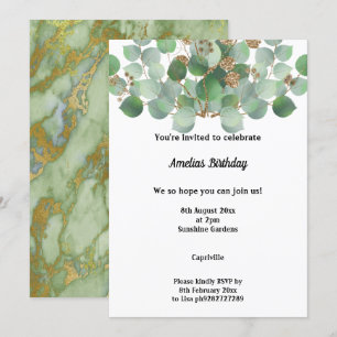 MARBLE SAGE EUCALYPTUS 2 BIRTHDAY PARTY INVITATION