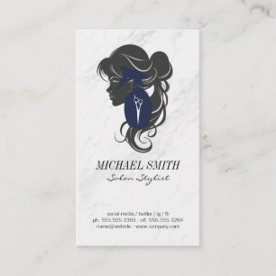 Marble Salon Stylist Scissors Womens Hair Business Card
