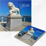 Marble Sculpture at Bridge of Lions St. Augustine Tile<br><div class="desc">This Ceramic Tile features the photo image of one of two gallant white marble lions that stand guard over the entrance to the Bridge of Lions which connects downtown "Old City" Saint Augustine with Anastasia Island. The large carrera marble lions are named “Firm” and “Faithful, ” and were originally commissioned...</div>