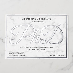 Marble Silver White PhD Graduation