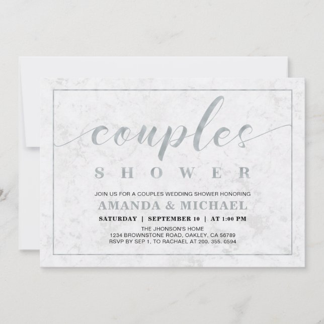 Marble | Simple Modern Couples Wedding Shower Invitation (Front)