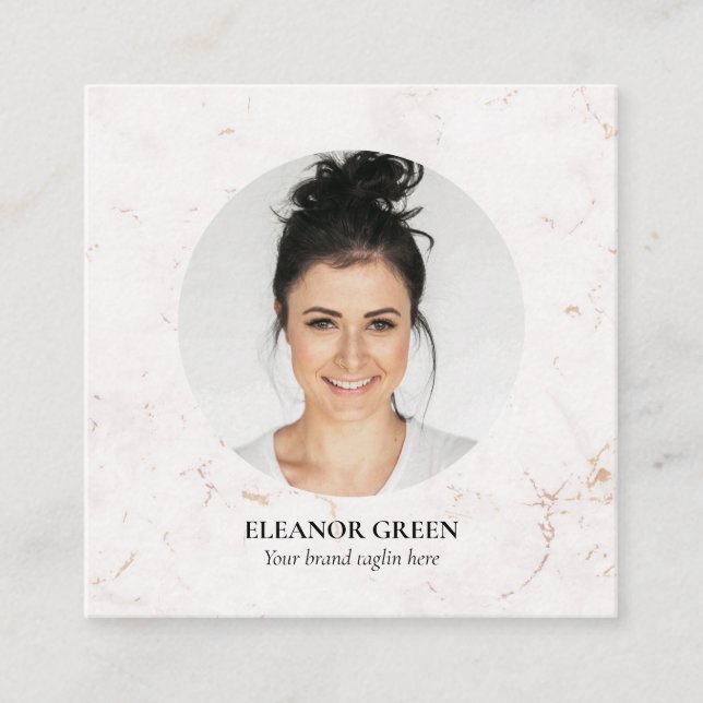 Marble Simple Modern Photo Social Media Square Business Card (Front)
