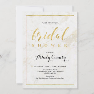 Marble Simple Modern Typography Bridal Shower Invitation