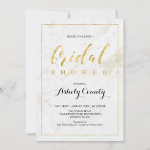 Marble Simple Modern Typography Bridal Shower Invitation