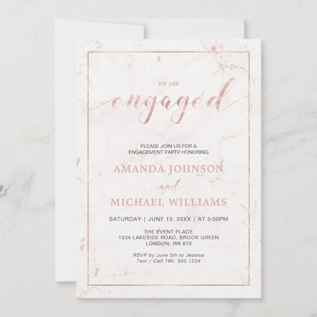Marble | Simple Modern Typography Engagement Party Invitation (Front)