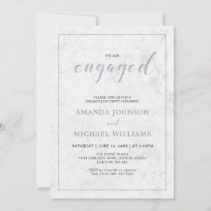 Marble   Simple Modern Typography Engagement Party Invitation
