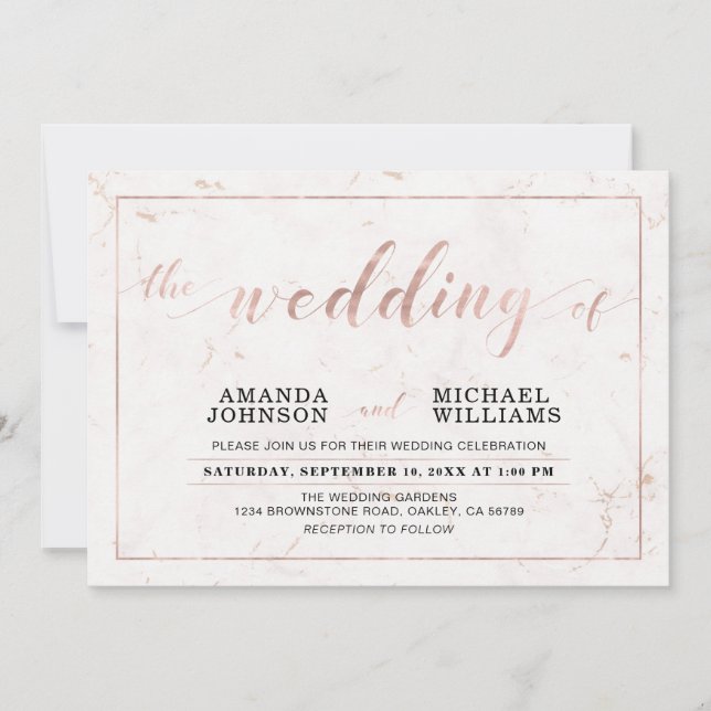 Marble | Simple Modern Typography Wedding Ceremony Invitation (Front)